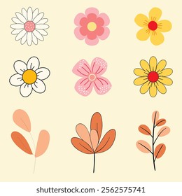 Aesthetic vector flowers design collection 