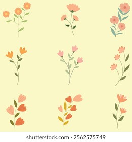 Aesthetic vector flowers design collection 