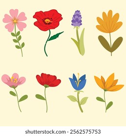 Aesthetic vector flowers design collection 