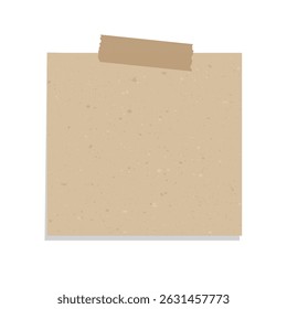 Aesthetic vintage brown paper note. Recycled memo paper with adhesive tape.