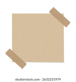 Aesthetic vintage brown paper note. Recycled memo paper with adhesive tape.