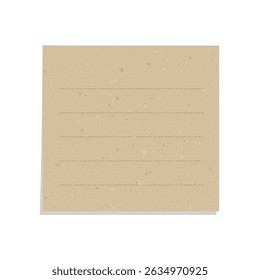Aesthetic vintage brown paper note illustration. Recycled memo paper with adhesive tape template.