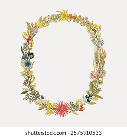 Aesthetic vintage floral frame, isolated vector element. Decorative vintage frame illustration, vector. Vintage aesthetic frame art drawing illustration, old painting art print.