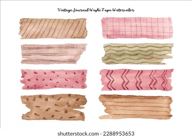 Aesthetic Vintage Washi Tape Watercolor Illustration