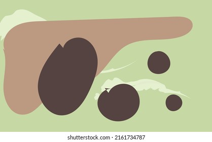 aesthetic wall decor art printable green background and random brown shape new