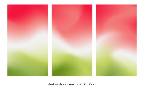 Aesthetic watermelon colors abstract gradient background. red white green colors gradient with cloud texture . Collection for summer season vertical background banner or social media.