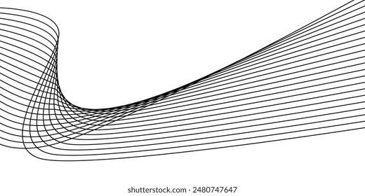 Decoración de esquina de líneas de onda estéticas, elemento de línea ondulada Abstractas, Ilustración vectorial