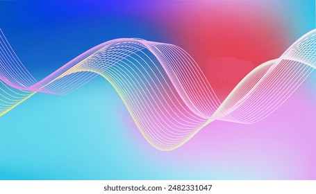 Ästhetische Wellenlinie abstrakte Vektorgrafik mit buntem Hintergrund