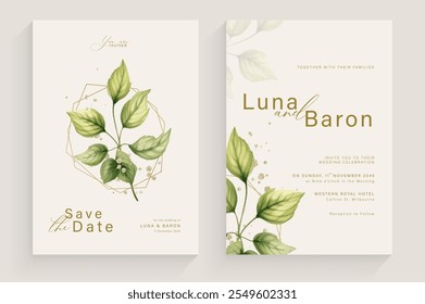 Aesthetic Wedding Invitation with Flower Arrangement