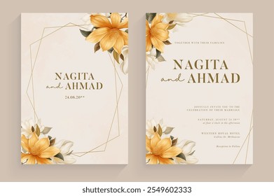 Aesthetic Wedding Invitation with Flower Arrangement