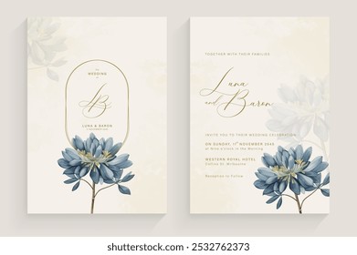 Aesthetic Wedding Invitation with Flower Watercolor Arrangement