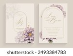 Aesthetic Wedding Invitation with Purple Flower Watercolor