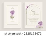 Aesthetic Wedding Invitation Tempate with Lilac Flower Arrangement