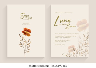 Aesthetic Wedding Invitation Tempate with Vintage Flower Arrangement