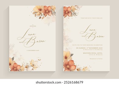 Aesthetic Wedding Invitation Tempate with Vintage Flower Arrangement