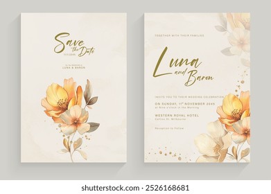 Aesthetic Wedding Invitation Tempate with Vintage Flower Arrangement