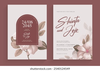 Aesthetic Wedding Invitation Tempate with Vintage Flower Arrangement