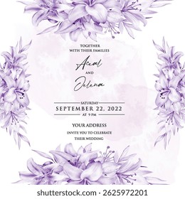 Aesthetic Wedding Invitation Tempate with  White Flower
