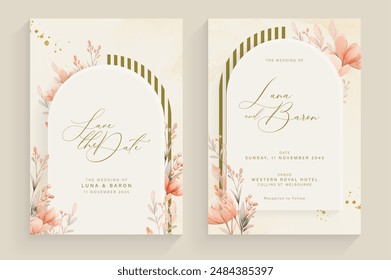 Aesthetic Wedding Invitation Template with Flower Arrangement