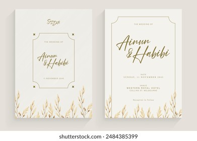 Plantilla de invitación de Boda estética con arreglo floral