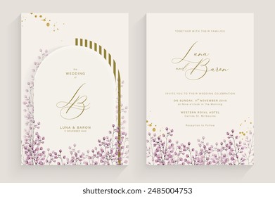 Aesthetic Wedding Invitation Template with Flower Arrangement