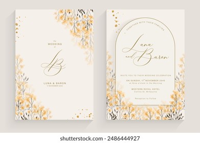 Plantilla de invitación de Boda estética con arreglo floral