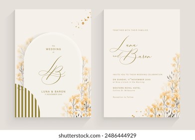 Aesthetic Wedding Invitation Template with Flower Arrangement