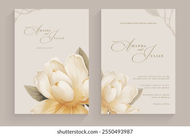 Aesthetic Wedding Invitation Template with Flower Arrangement