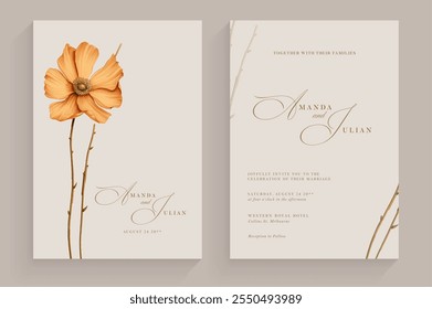 Aesthetic Wedding Invitation Template with Flower Arrangement