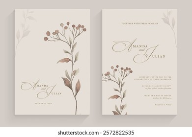 Aesthetic Wedding Invitation Template with Flower Arrangement