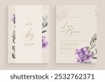 Aesthetic Wedding Invitation Template with Purple Flower Arrangement