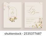 Aesthetic Wedding Invitation Template with Vintage Floral Watercolor Arrangement