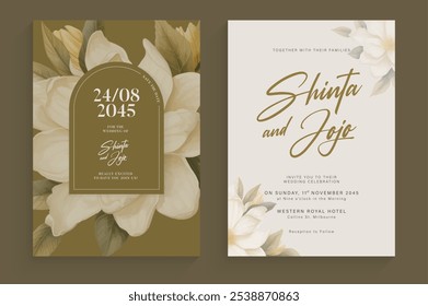 Aesthetic Wedding Invitation Template with Vintage Flower Arrangement