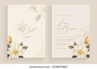 Aesthetic Wedding Invitation Template with Vintage Flower Arrangement