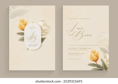 Aesthetic Wedding Invitation Template with Vintage Flower Arrangement