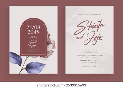 Aesthetic Wedding Invitation Template with Vintage Flower Arrangement