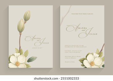 Aesthetic Wedding Invitation Template with Vintage White Flower Arrangement