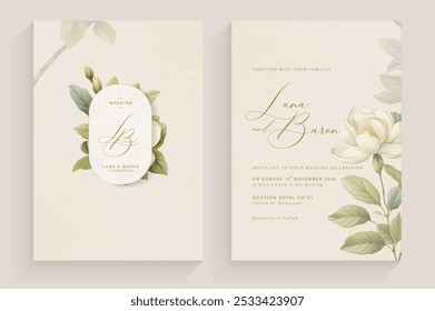 Aesthetic Wedding Invitation Template with White Flower Arrangement