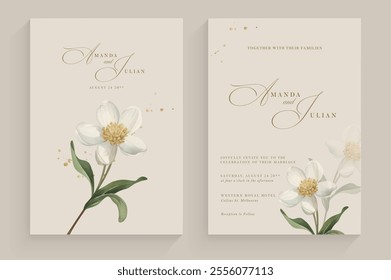 Aesthetic Wedding Invitation Template with White Flower Arrangement