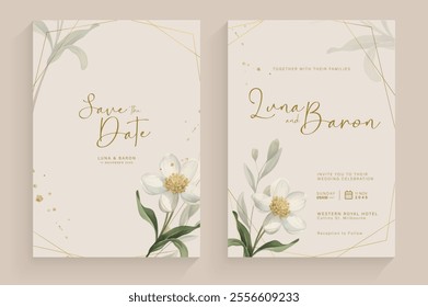 Aesthetic Wedding Invitation Template with White Flower Arrangement