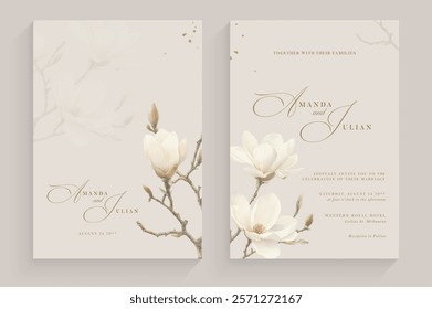 Aesthetic Wedding Invitation Template with White Flower Arrangement