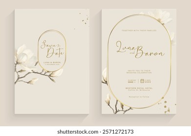 Aesthetic Wedding Invitation Template with White Flower Arrangement