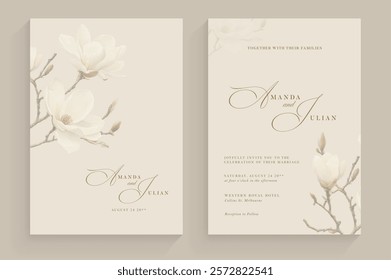 Aesthetic Wedding Invitation Template with White Flower Arrangement