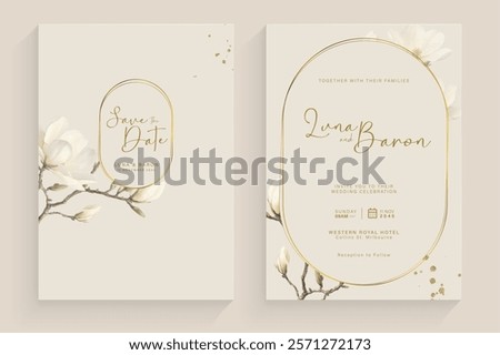 Aesthetic Wedding Invitation Template with White Flower Arrangement