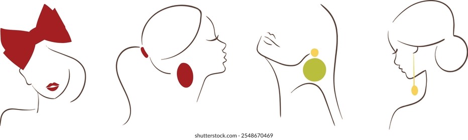 Aesthetic Woman Face Line Art Illustration Colection