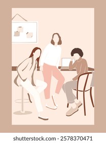 Aesthetic Women Collaboration Poster Stylish Illustration