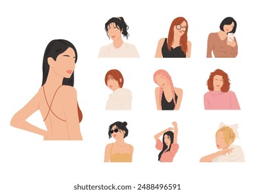 Aesthetic Women Illustration Element Set