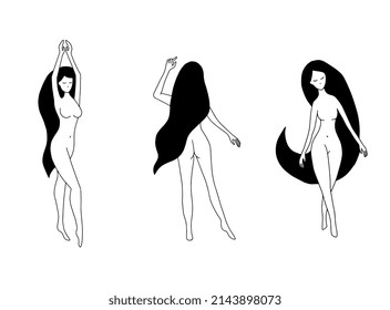 Aesthetic women line art vector