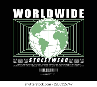 Aesthetic worldwide apparel t shirt design, vector graphic, typographic poster or tshirts street wear and Urban style
