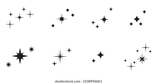 aesthetic y2k star elements compositions set. Stock vector illustration in simple 2000s style isolated on white background